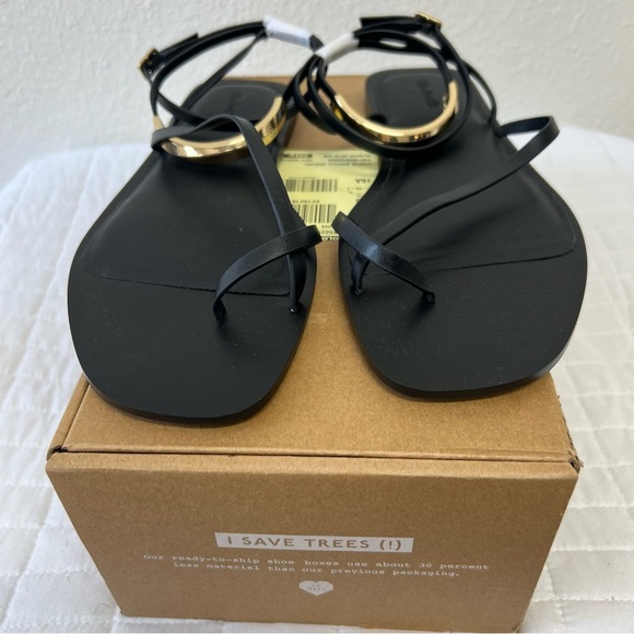 Madewell The Vira Bangle Ankle-Wrap Sandal in Leather in True Black Size 10.5 - Picture 8 of 12